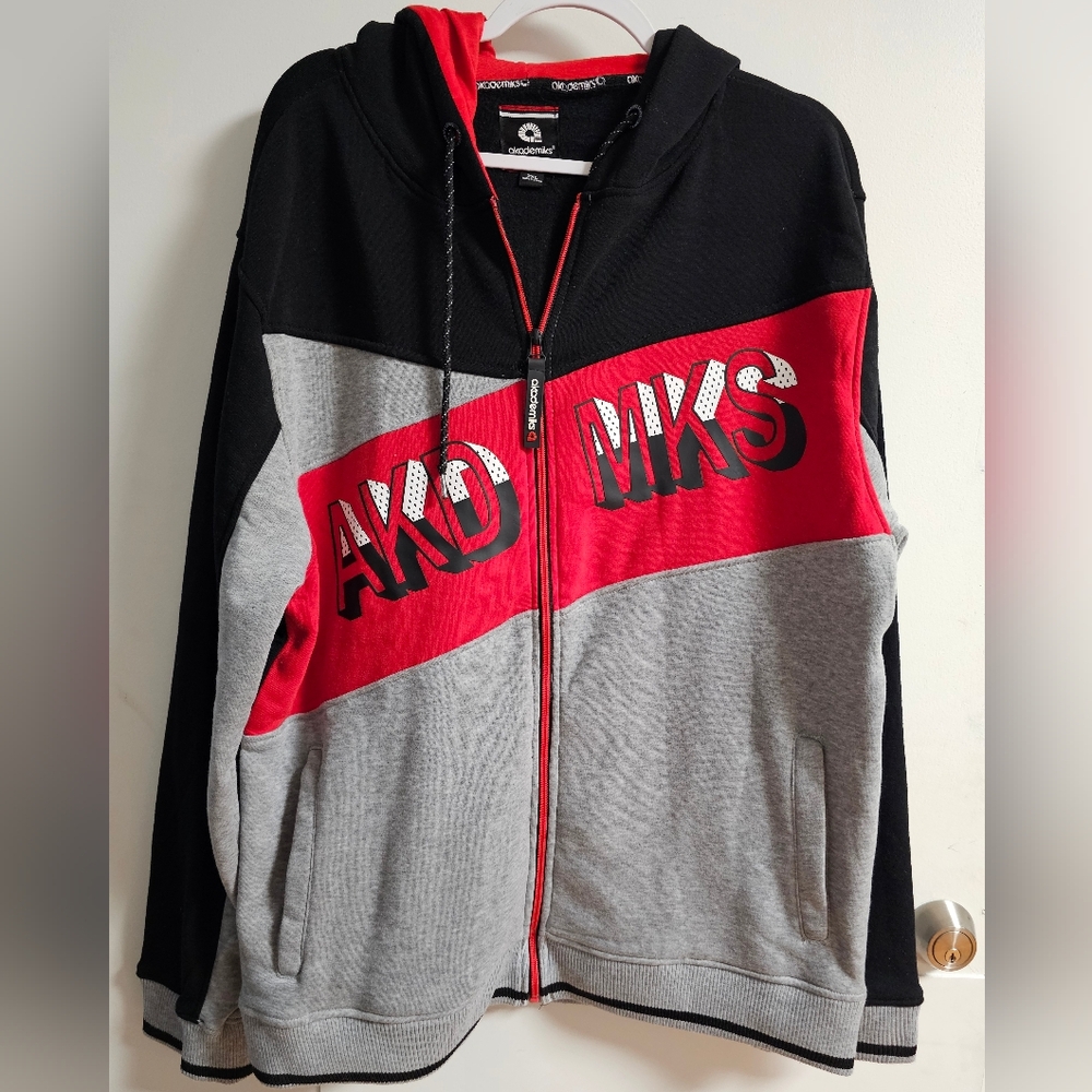 Men's Akademiks Jacket - Black, Red, and Gray